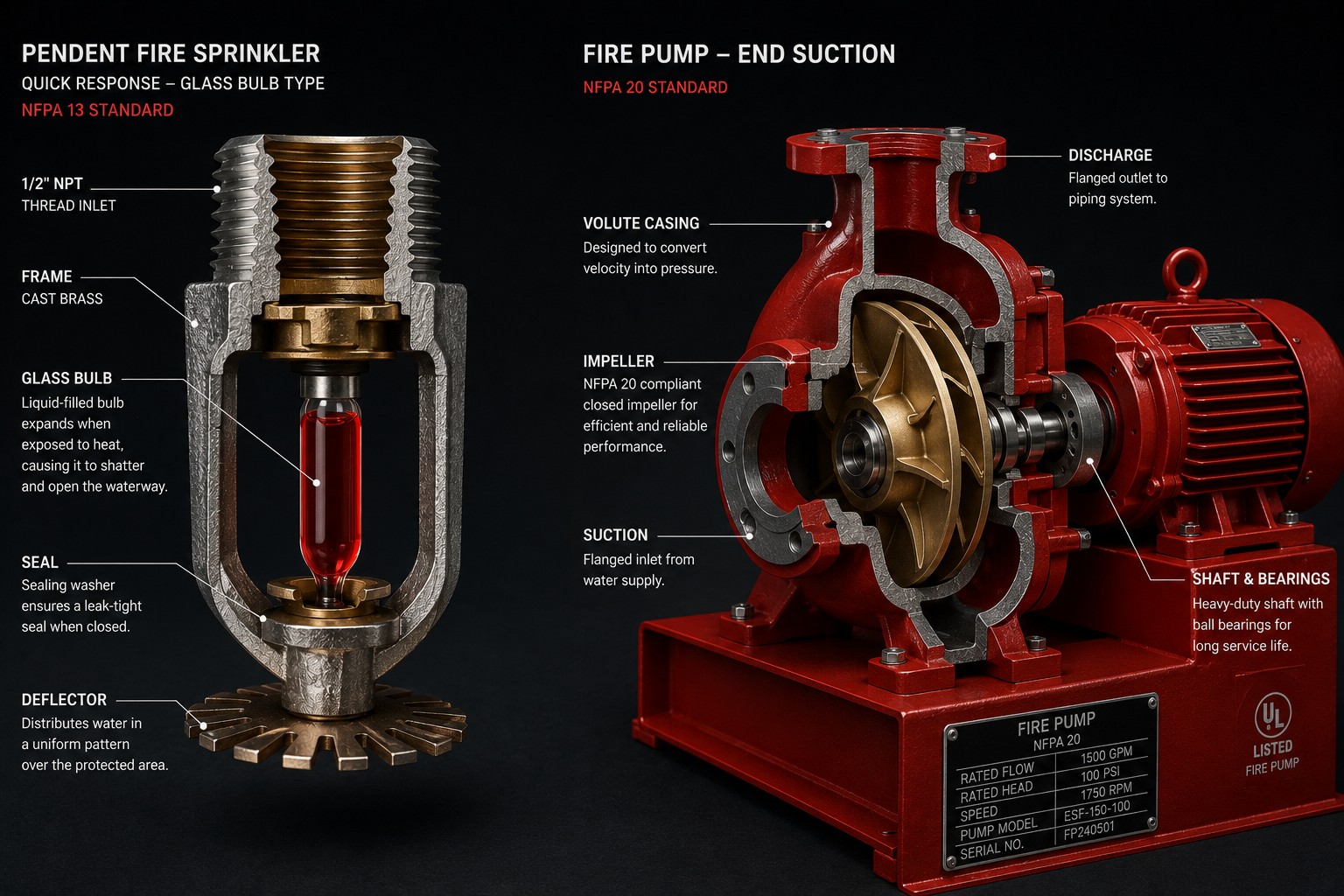 مكافحة الحريق، الامتثال لـ NFPA 13 وNFPA 20
